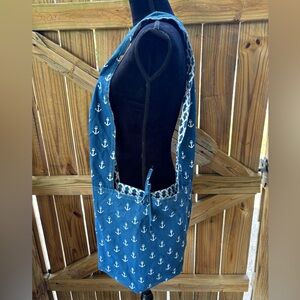 Dei Blue & White Reversible Nautical Design Blue & Ivory Shoulder Bag